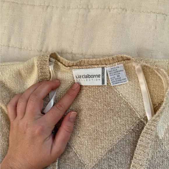 Liz Claiborne Argyle Cardigan Sweater - Picture 2 of 7
